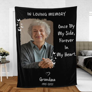 Once By My Side Forever In My Heart, Personalized Memorial Blanket, Memorial Custom Photo Blanket, Remembrance Gift- 681965