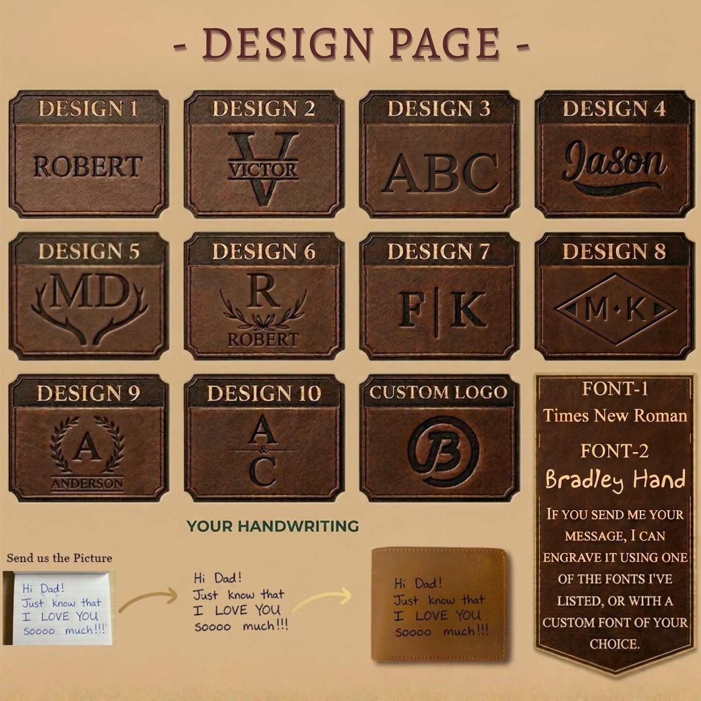 Personalized Leather Mens Wallet | Engraved Father's Day Wallet For Dad And Grandpa | Birthday Gift For Men 684985