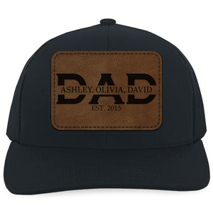 Personalized Dad Trucker Leather Patch Hat, Custom Name Dad Cap, Father’s Day Gift, Birthday Gift for Him, Husband 683839