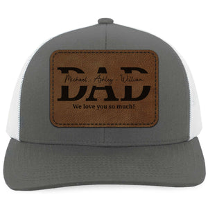 Personalized Papa Trucker Leather Patch Hat, Custom Name Dad Grandad Cap, Gift for Him, Grandpa, Husband 683842
