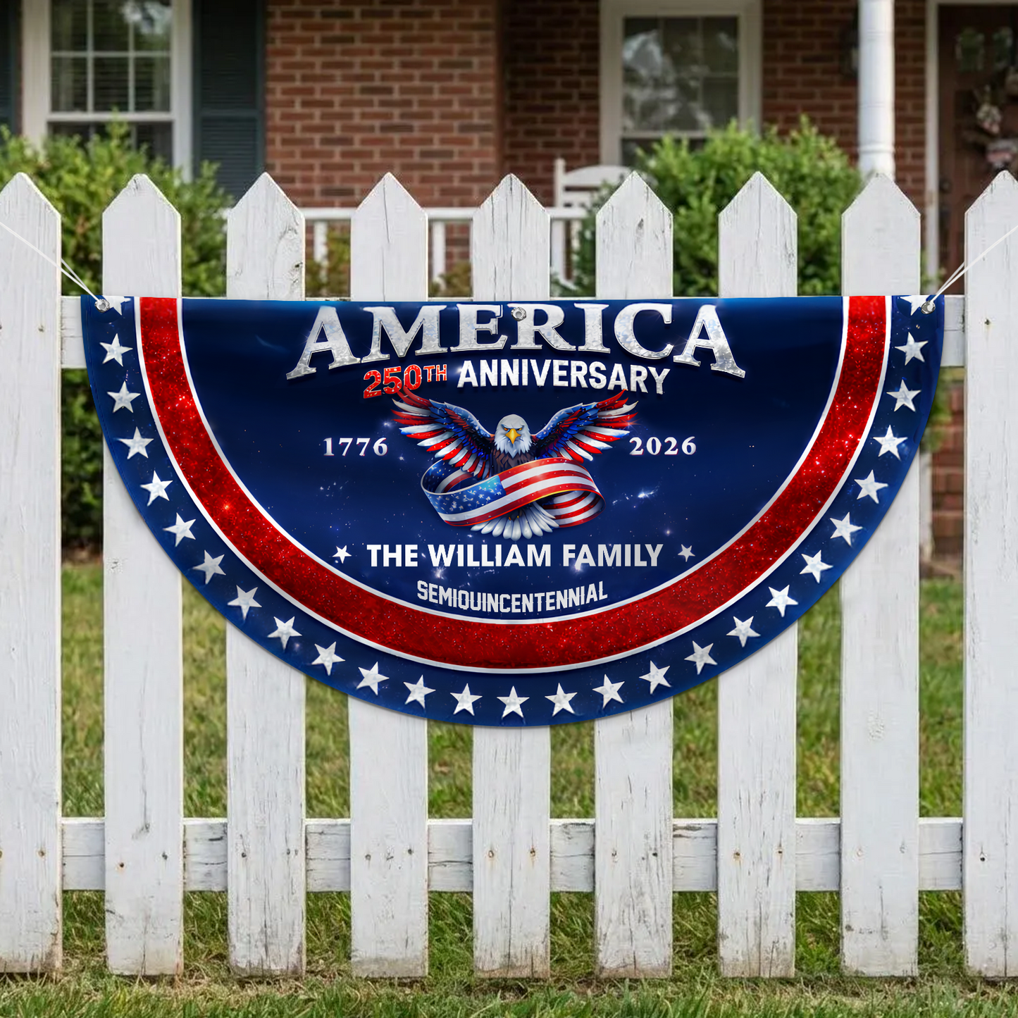 Personalized America 250 Years Anniversary Semicircle Flag | Patriotic Banner 684538
