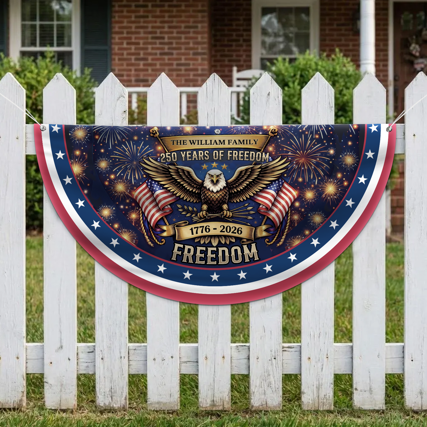 Personalized 250 Years Anniversary USA Semicircle Flag | Patriotic USA 250 Years Of Freedom Banner 684539