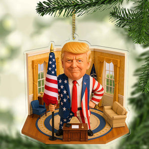 President Trump Oval Office 2D Acrylic Ornament | Patriotic MAGA Ornament for Car & Christmas Tree Décor 682821 – GOP