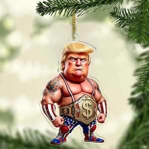 Donald Trump Wrestler Acrylic Ornament | Patriotic Cartoon Funny Trump Christmas Ornament 683547 – GOP