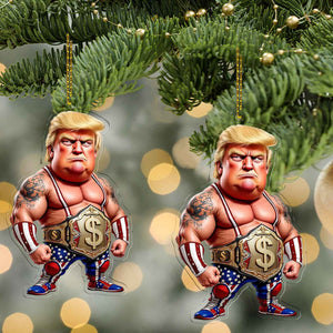 Donald Trump Wrestler Acrylic Ornament | Patriotic Cartoon Funny Trump Christmas Ornament 683547 – GOP