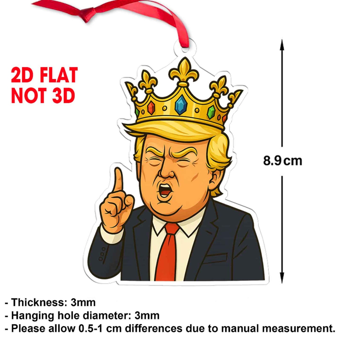 Funny Cartoon Donald Trump Acrylic Ornament | Trump With Crown Christmas Ornament 683536 – GOP