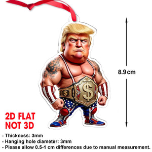 Donald Trump Wrestler Acrylic Ornament | Patriotic Cartoon Funny Trump Christmas Ornament 683547 – GOP