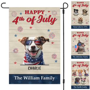 Happy 4th Of July Personalized Custom Photo Dog Cat Garden Flag C732