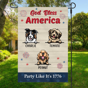God Bless America 4th Of July Personalized Custom Photo Dog Cat Garden Flag C731