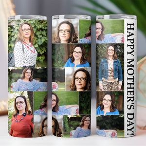 Live Preview Custom Collage Photo - Personalized Family Photo Skinny Tumbler - Gift for Dad, Gift for Mom C936