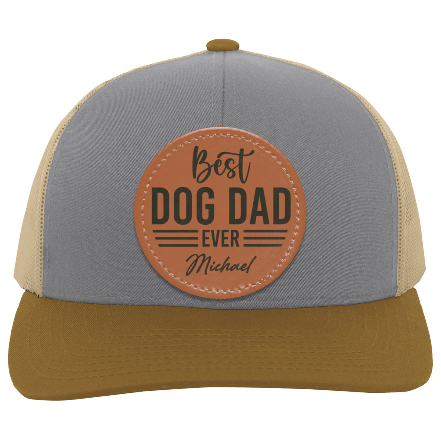 Custom Patch Hat, Best Dog Dad Ever, Personalized Gift For Dad Mom, Circle Leather Patch Hat C822