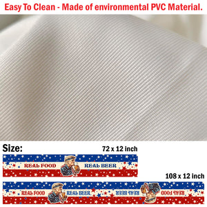 Real Food Real Beer Table Runner | Trump Retro Kissing Beer 4th Of July | Independence Day Table Runner For Kitchen 682330 - GOP