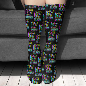 Six Seven Meme Christmas Socks | 6 7 Funny Gen Z Holiday Socks | Viral Teen Slang Christmas Gift 683684