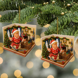 Trump Santa in Oval Office 2D Acrylic Ornament, MAGA Ornament, Perfect for Car & Christmas Tree Decor 682665 - GOP