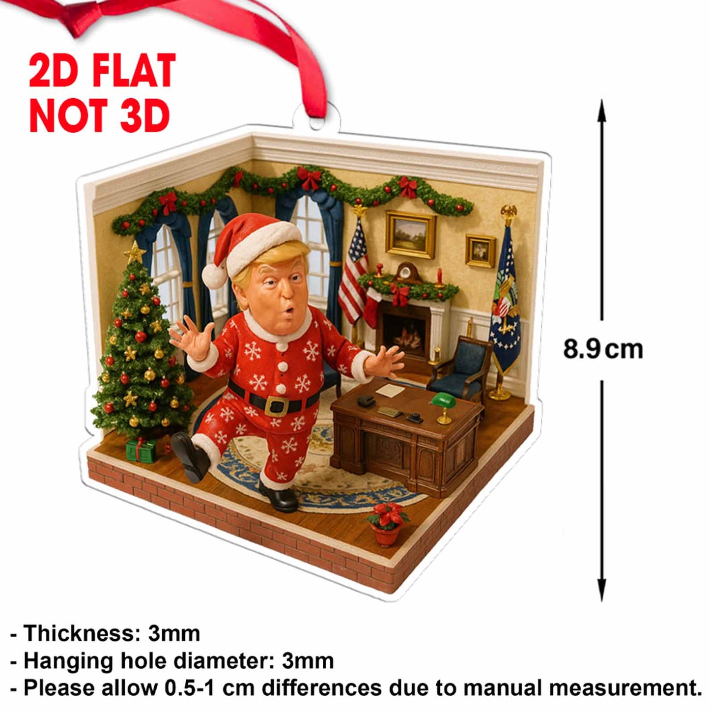 Trump Santa in Oval Office 2D Acrylic Ornament, MAGA Ornament, Perfect for Car & Christmas Tree Decor 682665 - GOP