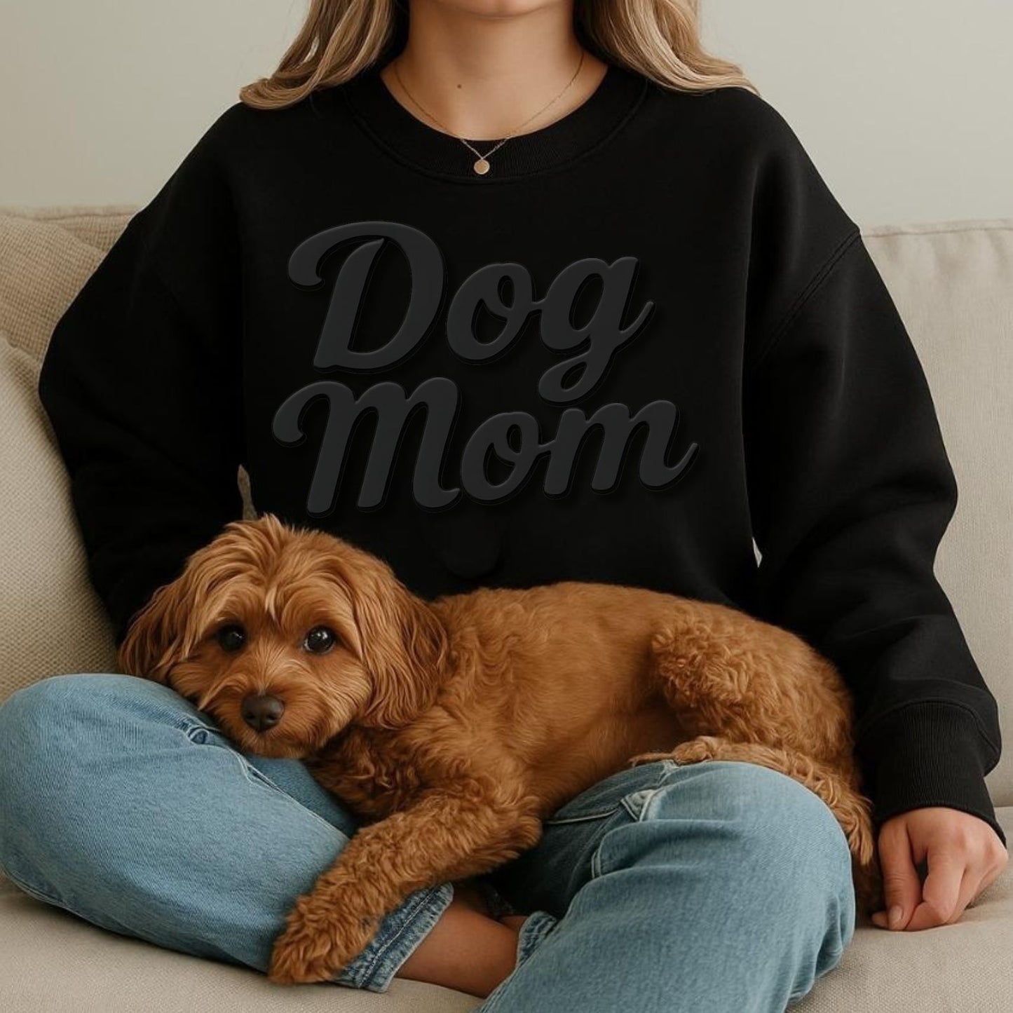Custom Puff Print Dog Mom Sweatshirt, Personalized Puff Writing Shirt, Embossed Mascot Shirt