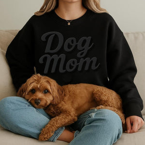 Custom Puff Print Dog Mom Sweatshirt, Personalized Puff Writing Shirt, Embossed Mascot Shirt