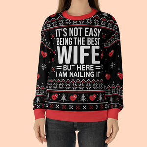 It's Not Easy Being The Best Husband Ugly Sweater, Personalized Custom All-Over-Print Sweatshirt, Gift For Husband Dad Grandpa 683459
