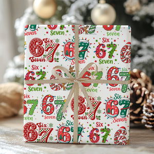 Funny 6 7 Wrapping Paper | Six Seven Christmas Wrap | 67 Meme Funny Christmas Gift Wrap | Ideas For Family - 683652
