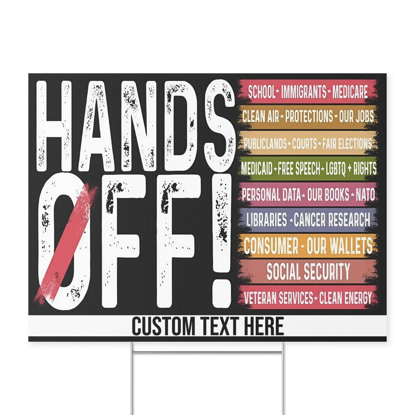 Hands Off Democracy Yard Sign – Personalized 8647 Anti Trump Anti MAGA Political Protest Sign for Democrat Resistance, Outdoor FDT & DOGE Yard Display 682189