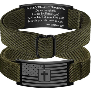 Custom Cross Keychain | American Flag Cross Nylon Bracelet For Men | Stocking Stuffers For Man 684049