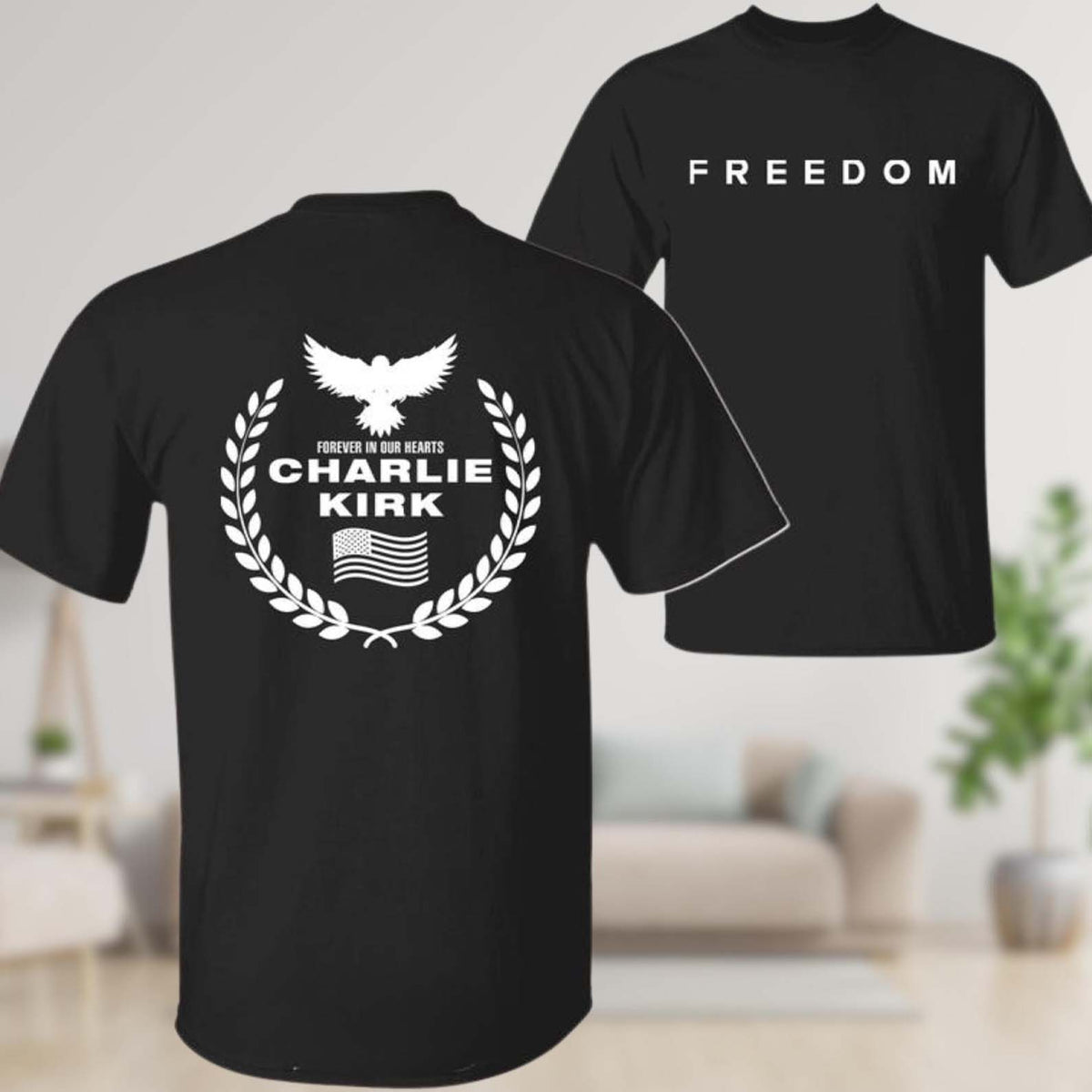 Red Charlie Kirk FREEDOM Shirt | Charlie Kirk Memorial Red Shirt | We Wear Red Charlie Kirk Birthday October 14 | Red Front & Back Shirt 683077