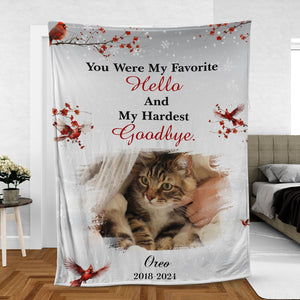You Were My Favorite Hello And Hardest Goodbye, Personalized Memorial Blanket, Memorial Custom Photo Blanket, Remembrance Gift- 681974