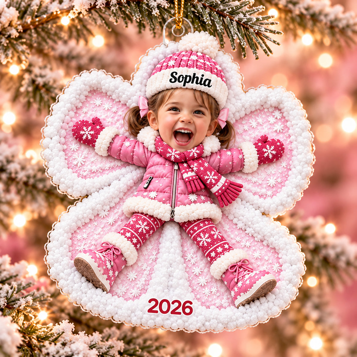 Personalized Snow Angel Acrylic Ornament, Custom Photo & Name Christmas Ornament, Gift for Son Daughter 686934 WFD