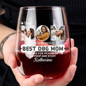 Personalized Best Dog Mom Wine Glass | Custom Photo and Name Wine Glass | Gift For Mom 682686