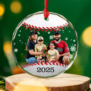 Personalized Baseball Christmas Glass Ornament | Custom Photo And Year Glass Ornament For Christmas Decor 682629