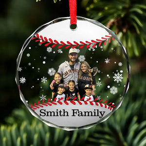 Personalized Baseball Christmas Glass Ornament | Custom Photo And Year Glass Ornament For Christmas Decor 682629