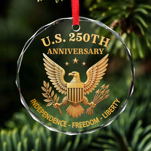 USA 250 Years Anniversary Glass Ornament | Patriotic 4th of July | Happy 250th Birthday America Christmas Ornament 682714
