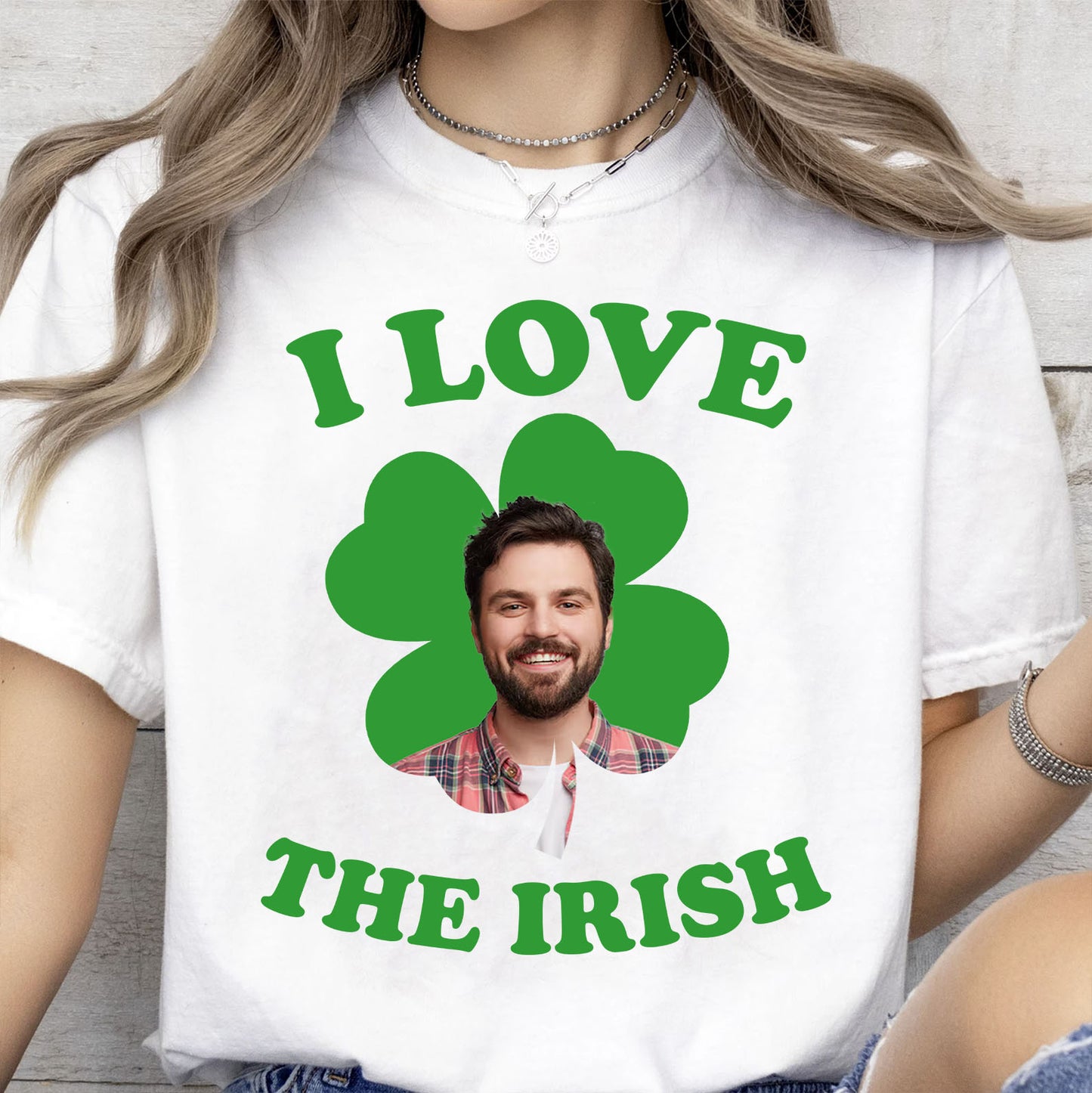 Custom Photo St. Patrick’s Day Clovers Shirt | I Love the Irish Personalized T-Shirt | Shamrock Irish Tee 684334