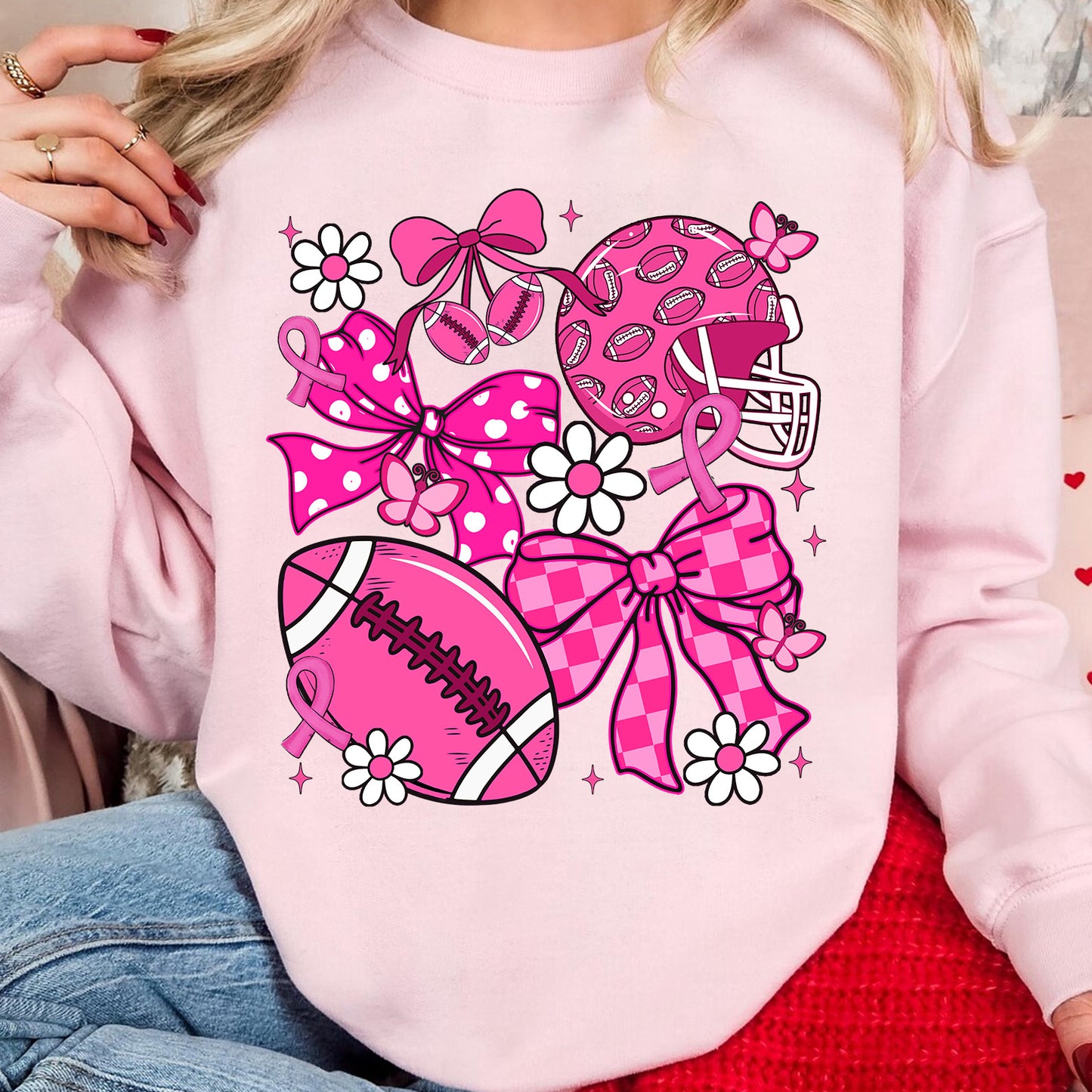 October We Wear Pink, Football Breast Cancer Awareness Shirt, Pink Ribbon T-Shirt, Cheer Football Fight Cancer Shirt 683314-2