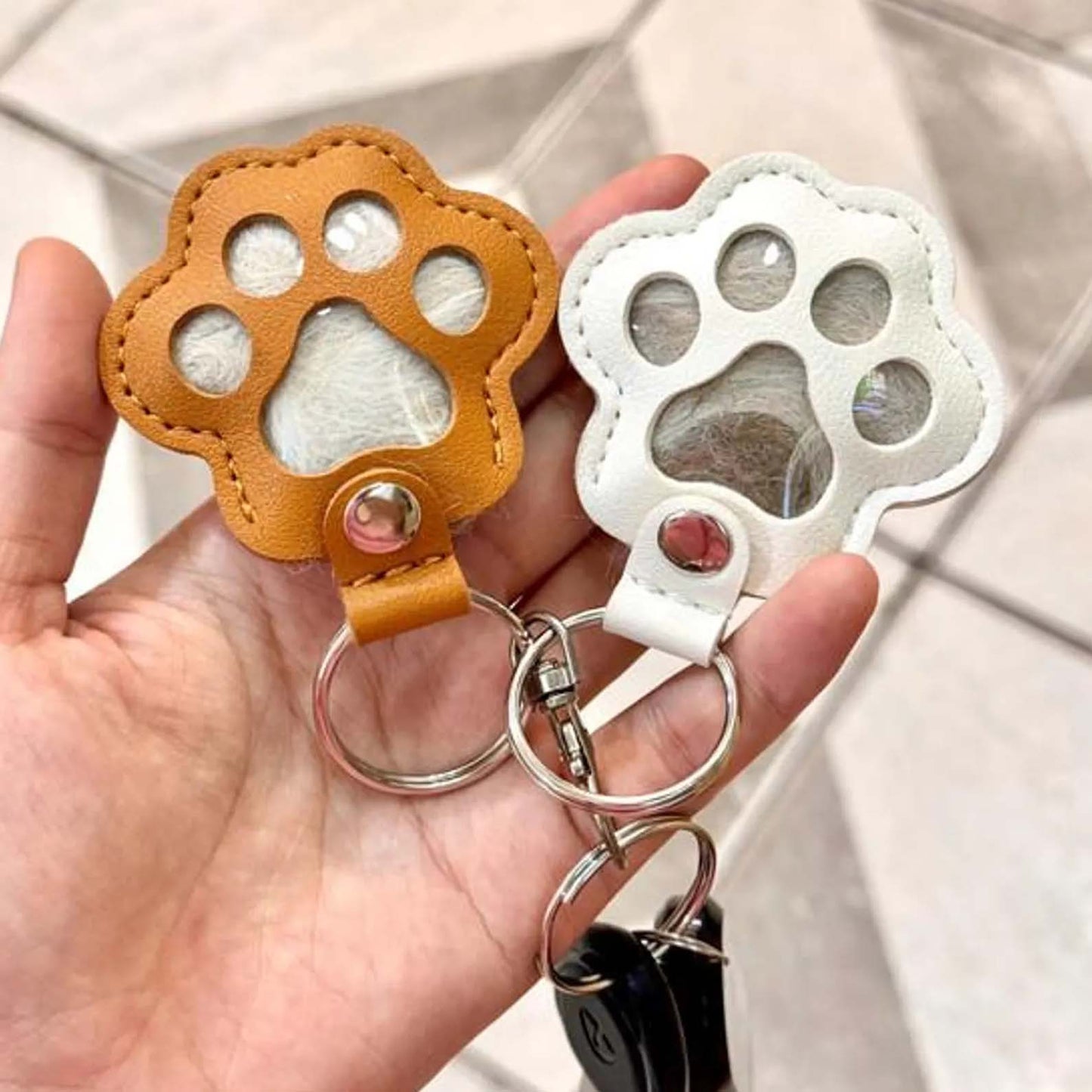 Personalized Pet Fur Memorial Keychain, Dog Fur Leather Pouch, Memorial Keychain For Dog Cat, Gift For Dog Lovers, Cat Lovers BX25