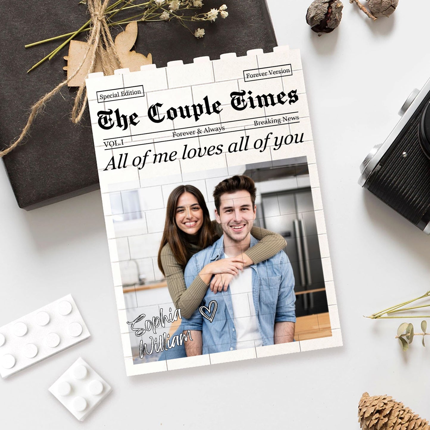 Custom Photo Building Brick Blocks for Couple, Personalized Anniversary Keepsake, Gift for Couple 685972