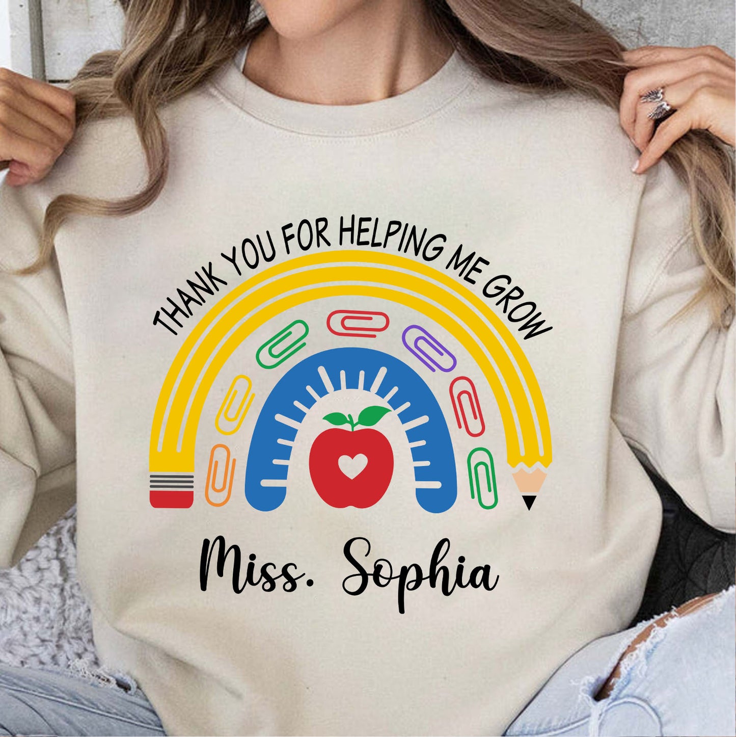 Personalized Thank You for Helping Me Grow Shirt, Custom Teacher Appreciation Tee, Back to School Teacher Gift 685498