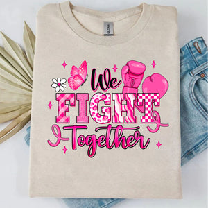 October We Wear Pink Shirt, Breast Cancer Awareness Boxing Gloves T-Shirt, We Fight Together Tee, Pink Out 683314-6