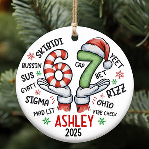 Christmas 6 7 Ceramic Ornament | Funny Kids Christmas 6 7 Ornament | Slang Six Seven Meme Ornament 683666