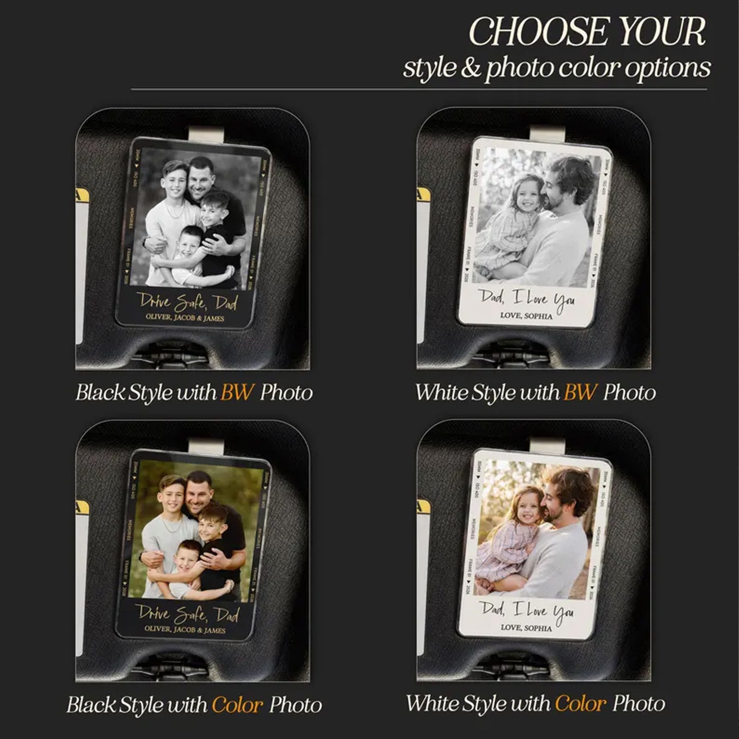 Personalized Drive Safe Dad Car Visor Clip, Custom Photo Acrylic Sun Visor Gift for Dad, Father's Day Gift 685150