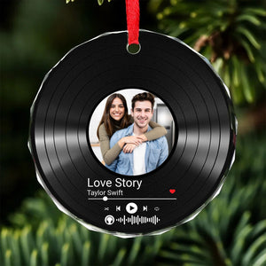 Custom Song Photo Glass Ornament | Couple Song Ornament | Photo Upload Christmas Ornament 683482