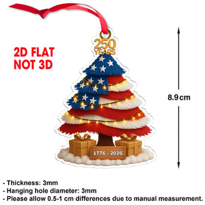 US 250 Years 1776–2026 Ornament, America Patriotic Christmas Tree Decoration, 250th Anniversary Ornament 683327