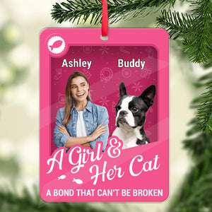 Personalized Dog Cat Pet Photo Has Unbreakable Bond Toy Box Acrylic Ornament | Custom Pet Photo Ornament 683707