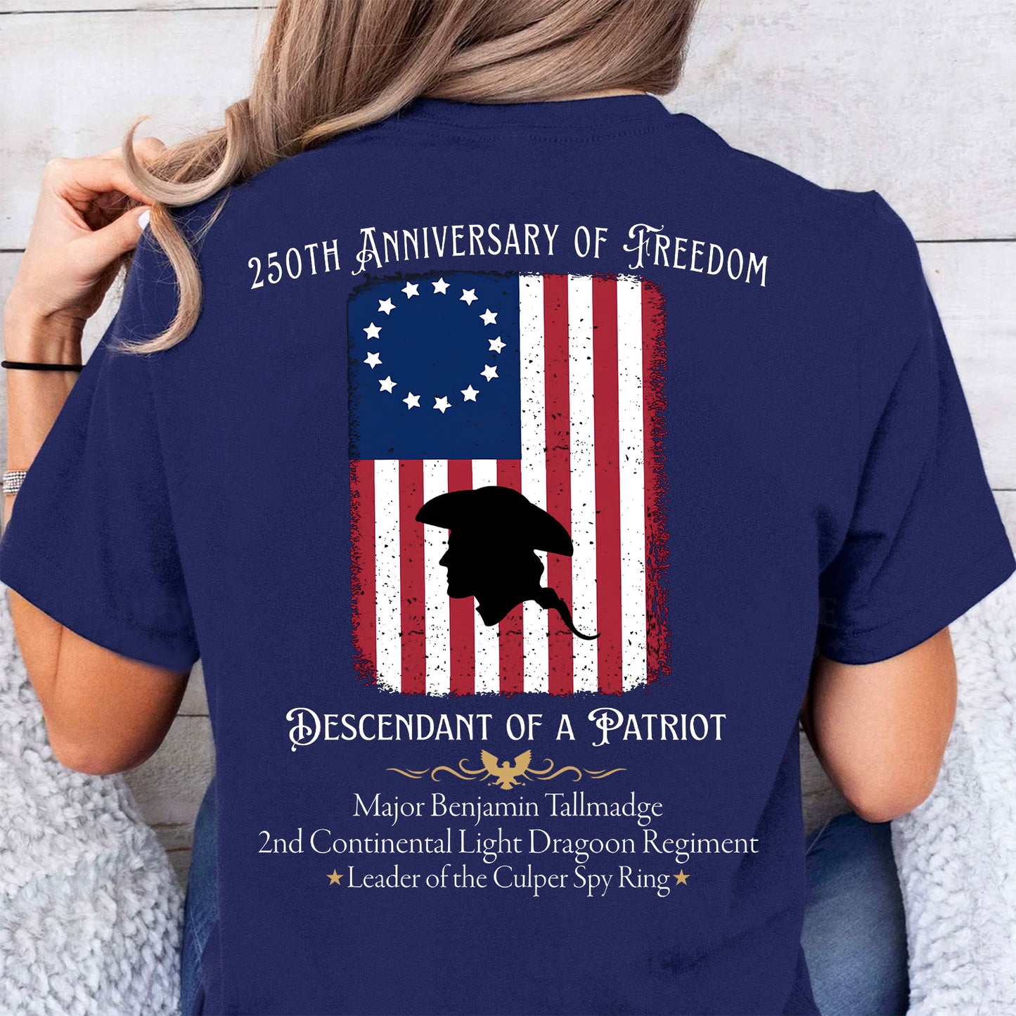 Custom Descendant of a Patriot Backside Shirt | 250 Years Anniversary Tee | Personalized Patriotic Heritage Gift 684479