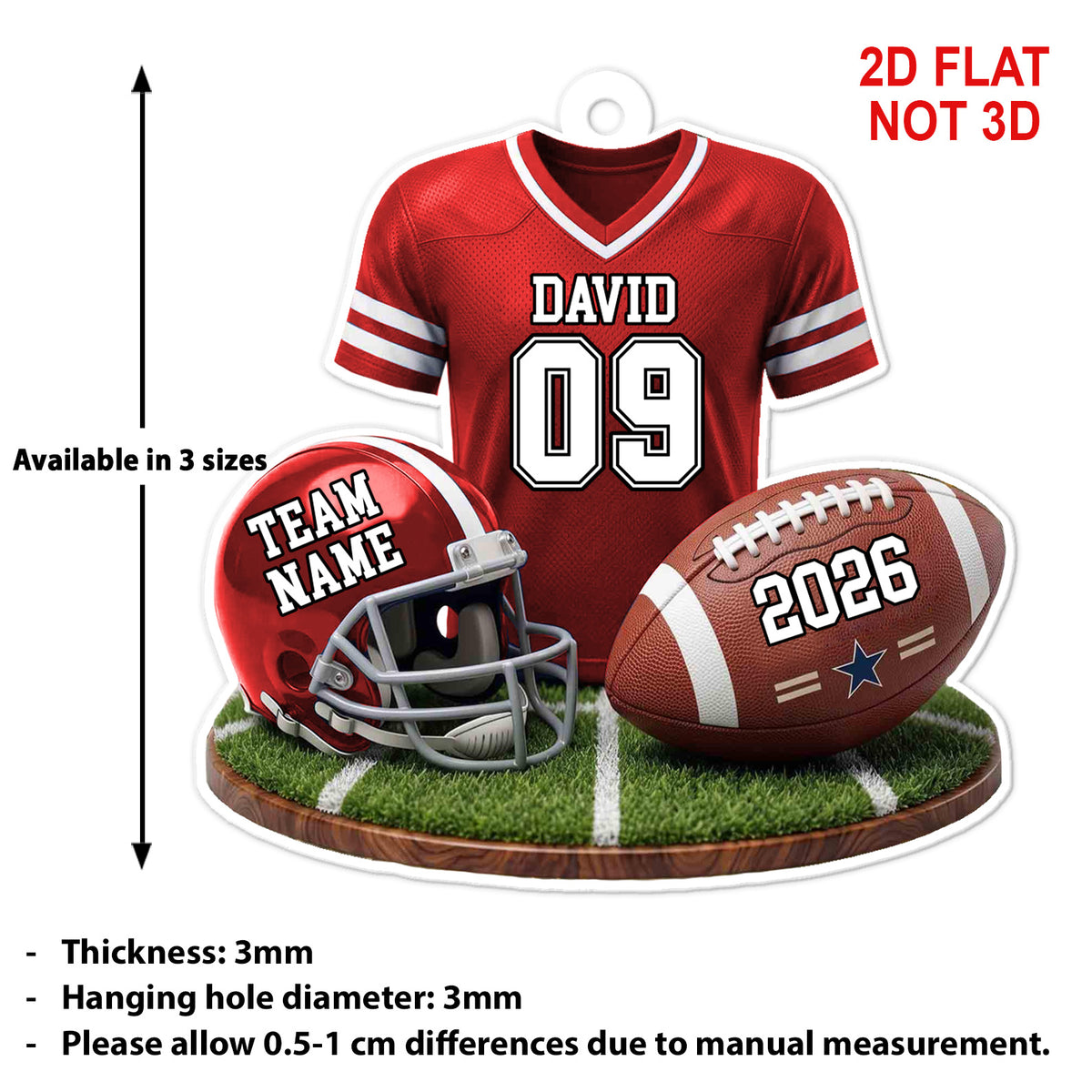 Personalized American Football Acrylic Ornament, Custom Name Number Team Christmas Ornament Gift 686395