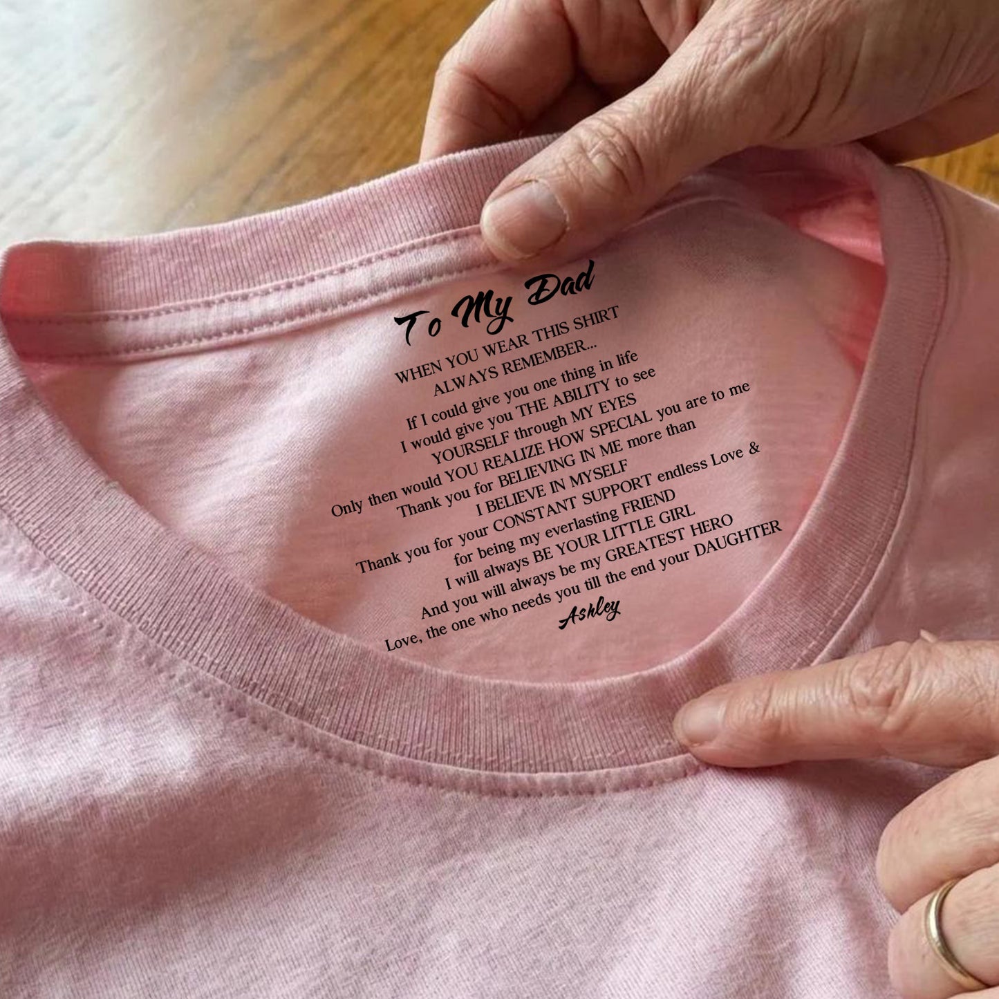 Custom Inside Neck Print Shirt for Dad, Personalized Hidden Message T-Shirt, Father's Day Gift 684671