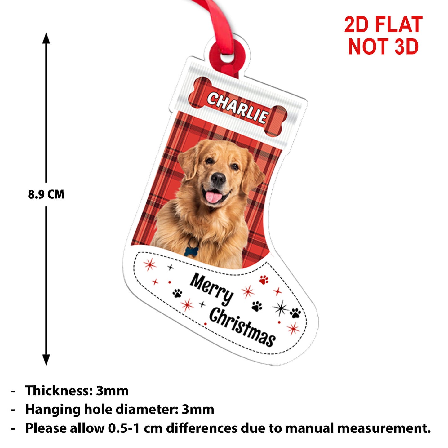 Christmas Dog Cat Photo Acrylic Ornament | Personalized Custom Name Pet Photo Ornament 683616