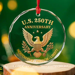 USA 250 Years Anniversary Glass Ornament | Patriotic 4th of July | Happy 250th Birthday America Christmas Ornament 682714