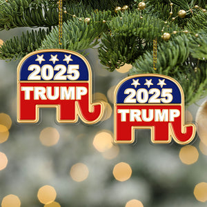 Elephant Donald Trump Acrylic Ornament, Patriotic USA Flag Design Christmas Ornament 683254 - GOP