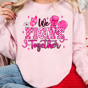October We Wear Pink Shirt, Breast Cancer Awareness Boxing Gloves T-Shirt, We Fight Together Tee, Pink Out 683314-6